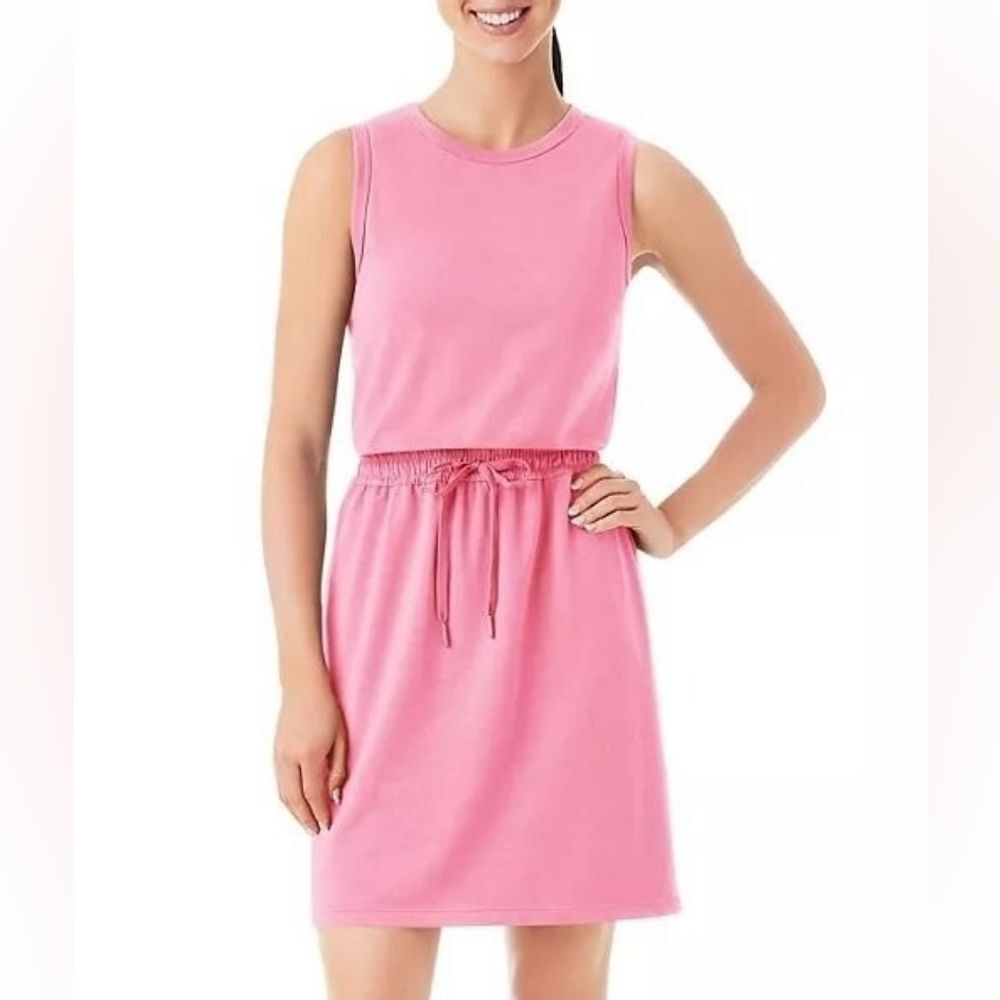Women's Size XL Tank Dress Pockets Cotton Casual Pastel Pink